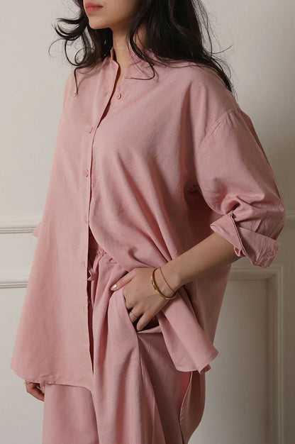 BAND COLLAR LONG SHIRT