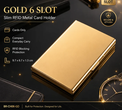 RFID Blocking Stainless Steel Card Holder, Slim Portable Anti‑Theft Metal Credit Card Case