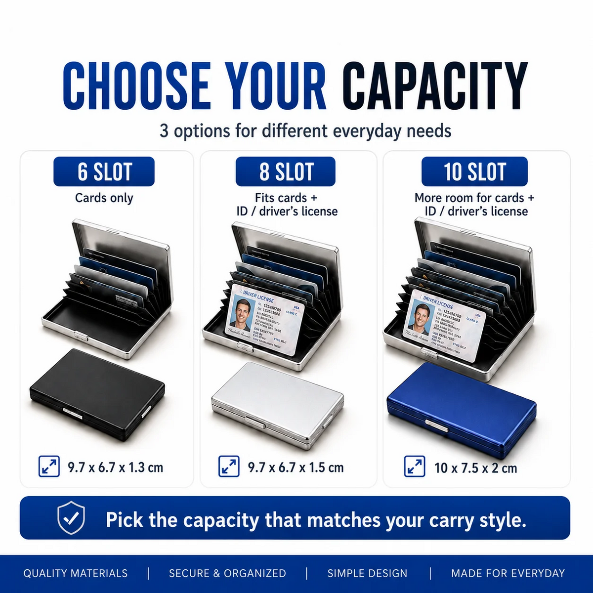 RFID Blocking Stainless Steel Card Holder, Slim Portable Anti‑Theft Metal Credit Card Case