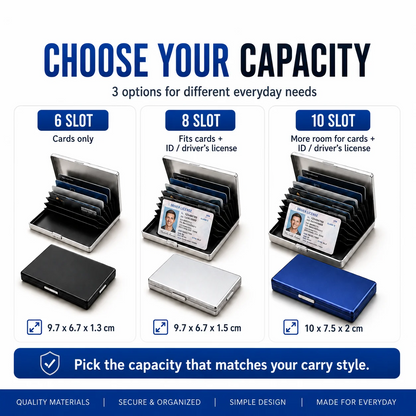 RFID Blocking Stainless Steel Card Holder, Slim Portable Anti‑Theft Metal Credit Card Case
